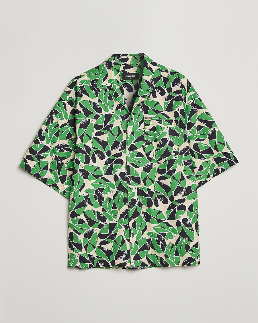 Heren | Dsquared2 | Dsquared2 | Printed Bowling Shirt Beige/Green