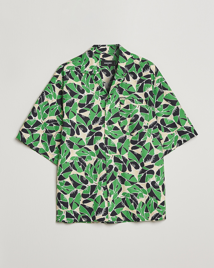 Heren | Overhemden | Dsquared2 | Printed Bowling Shirt Beige/Green