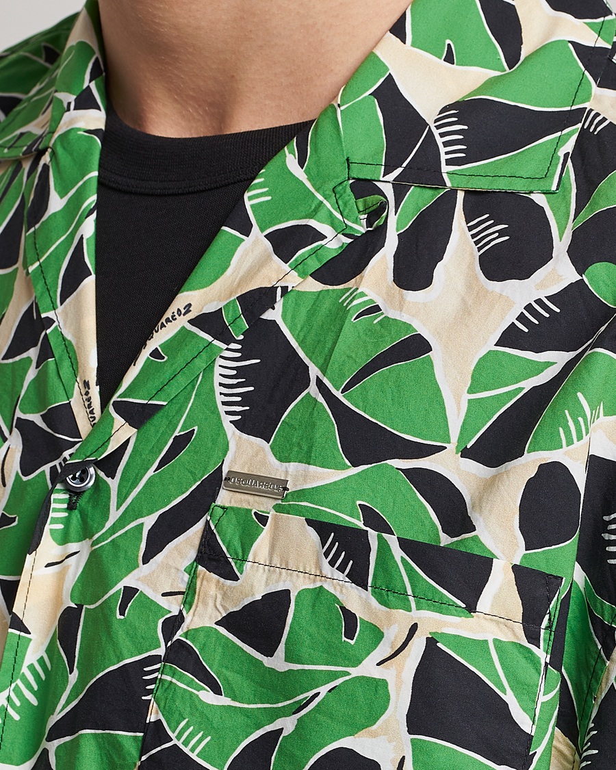 Heren | Overhemden | Dsquared2 | Printed Bowling Shirt Beige/Green