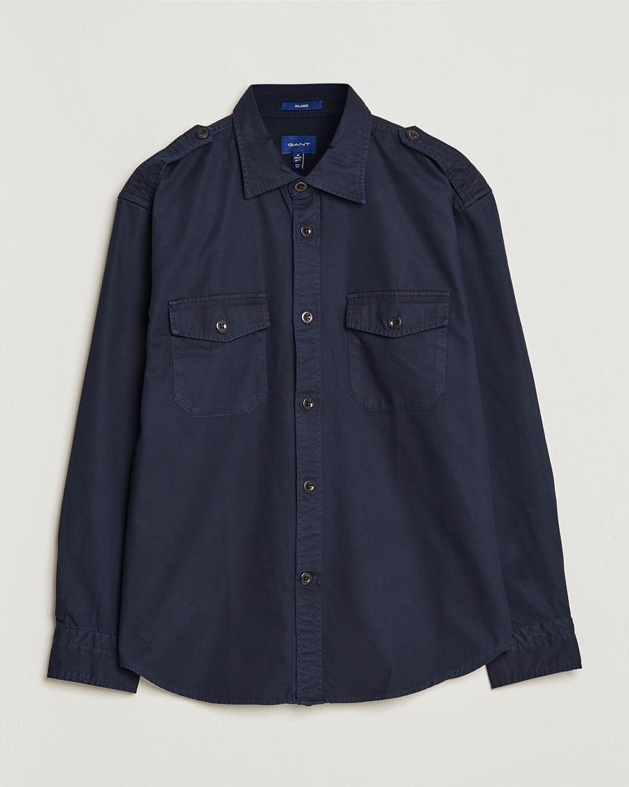 Heren | Overhemden | GANT | Solid Twill Overshirt Evening Blue