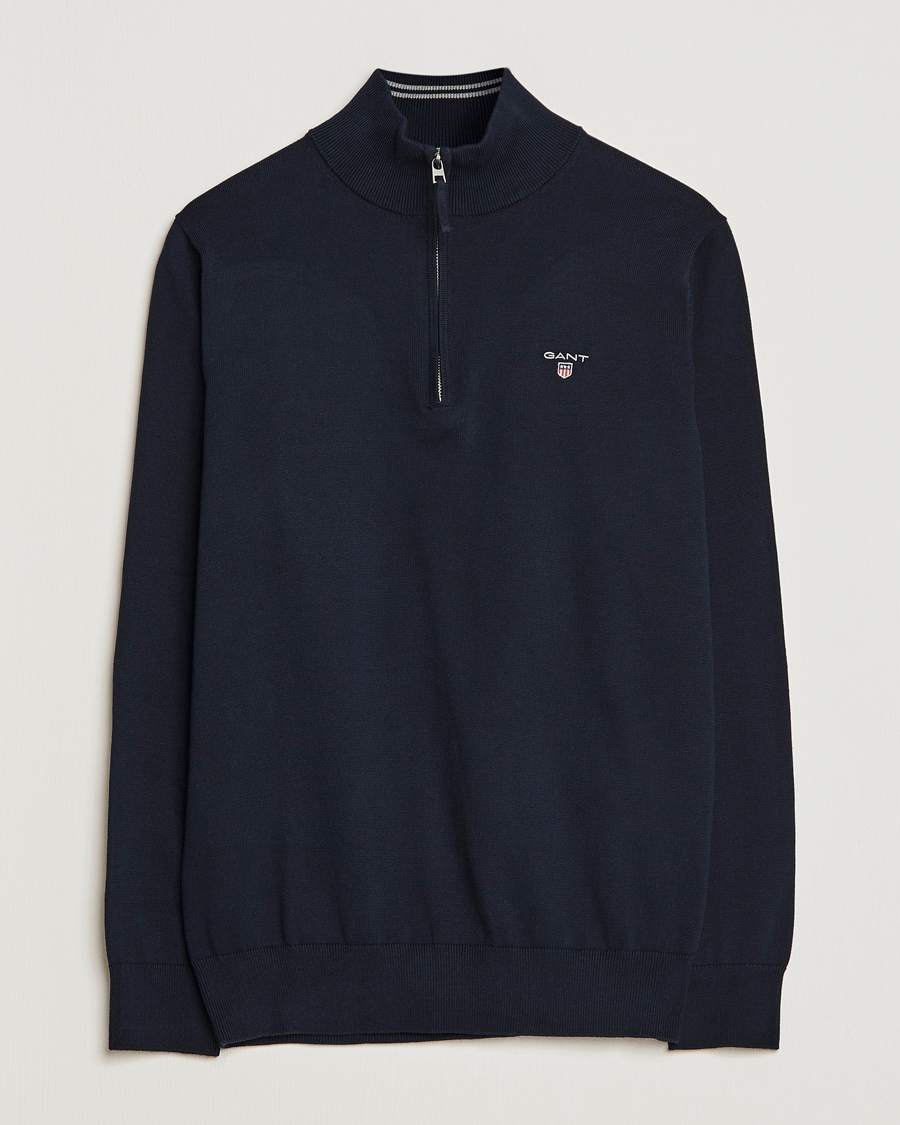 Heren | Truien | GANT | Classic Cotton Half-Zip Sweater Evening Blue