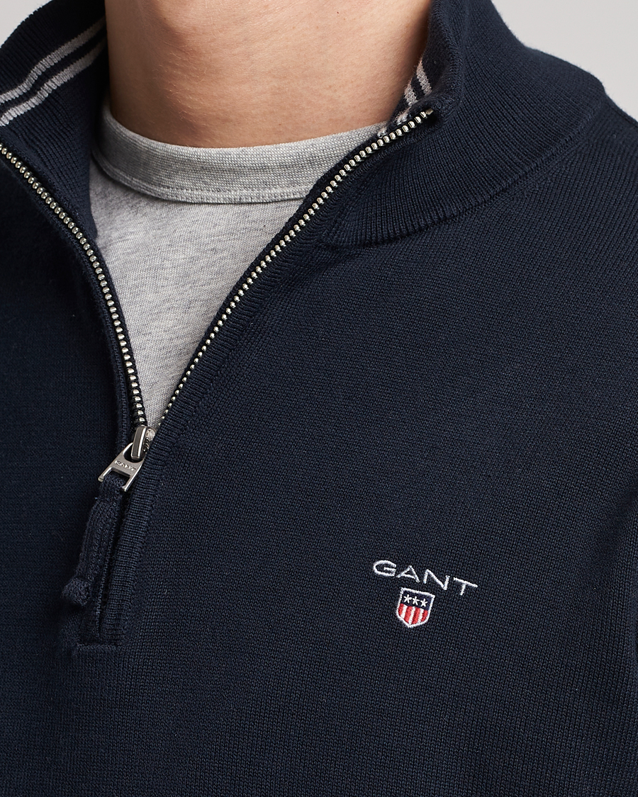 Heren | Truien | GANT | Classic Cotton Half-Zip Sweater Evening Blue