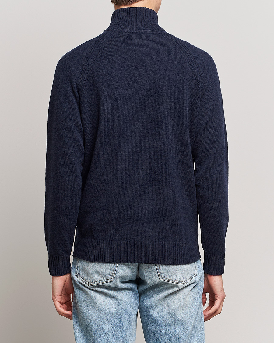 Heren | Truien | GANT | Banner Shield Lambswool Half Zip Eavning Blue