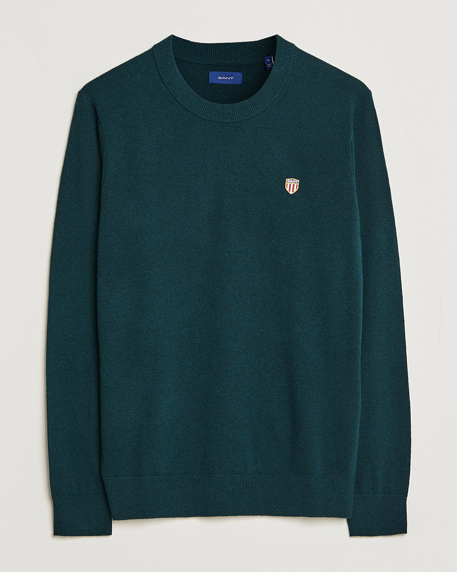 Heren | Truien | GANT | Banner Shield Lambswool Crew Neck Ratran Green