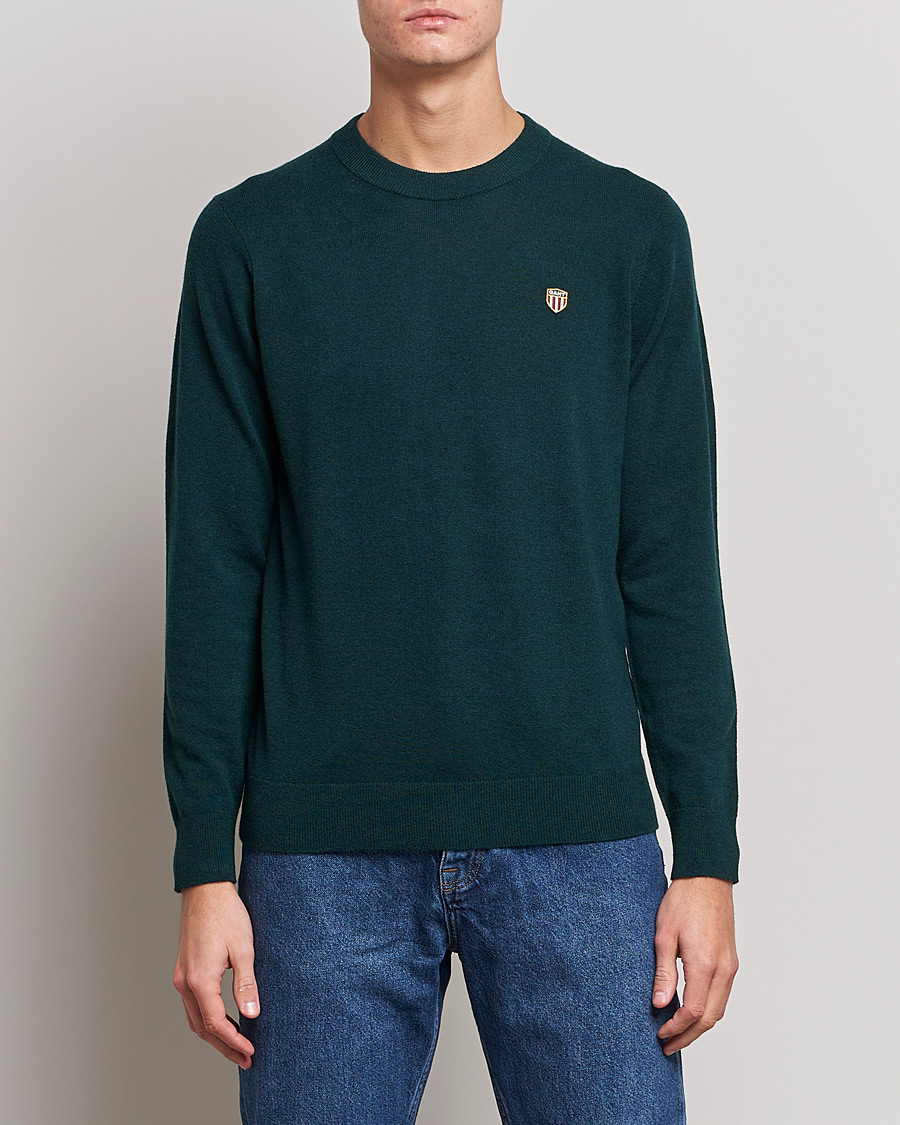 Heren | Truien | GANT | Banner Shield Lambswool Crew Neck Ratran Green