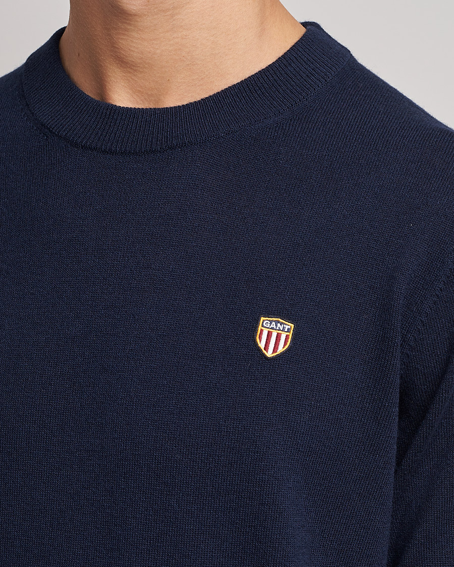 Heren | Truien | GANT | Banner Shield Lambswool Crew Neck Eavning Blue