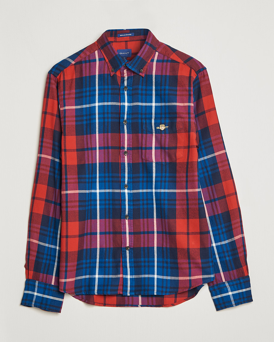 Heren | Overhemden | GANT | Regular Plaid Flannel Shirt Ruby Red