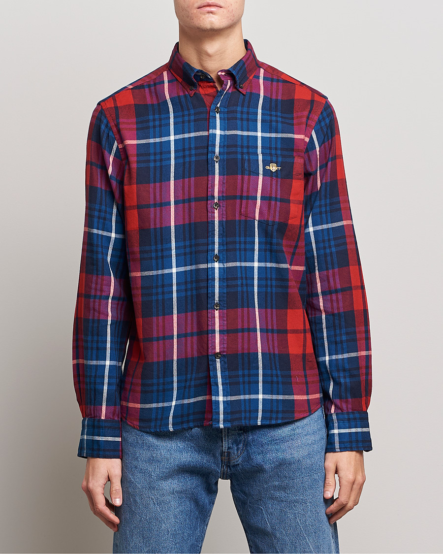 Heren | Overhemden | GANT | Regular Plaid Flannel Shirt Ruby Red