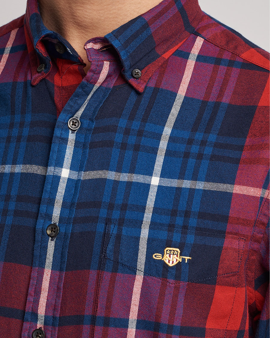Heren | Overhemden | GANT | Regular Plaid Flannel Shirt Ruby Red