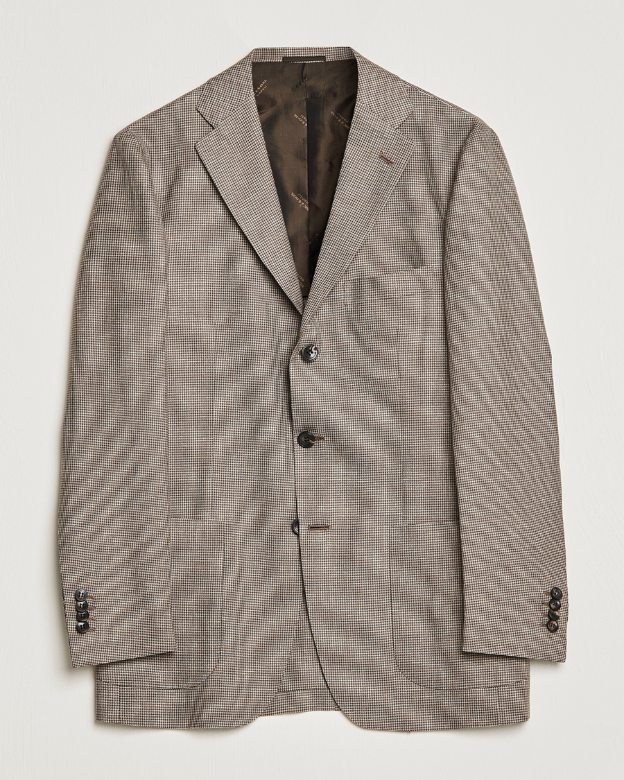 Heren | Blazers | Kiton | Wool Houndstooth Blazer Beige