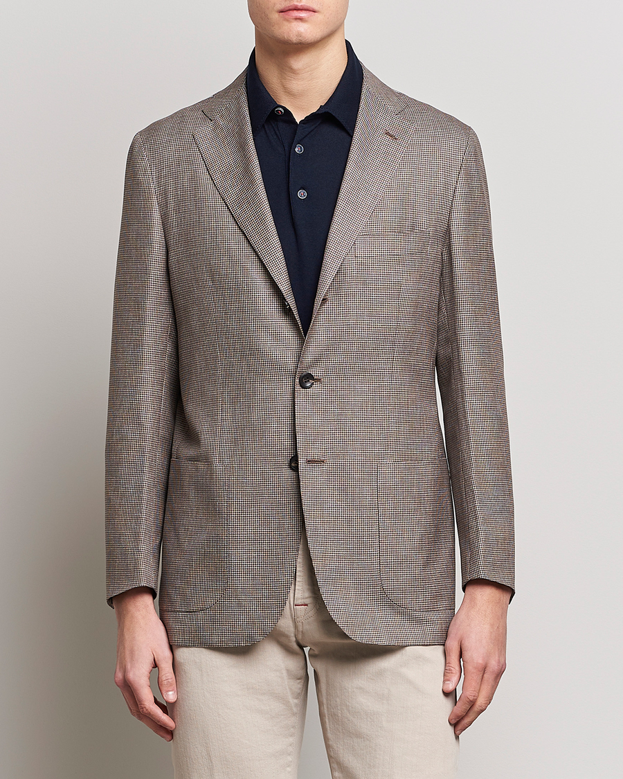 Heren | Blazers | Kiton | Wool Houndstooth Blazer Beige