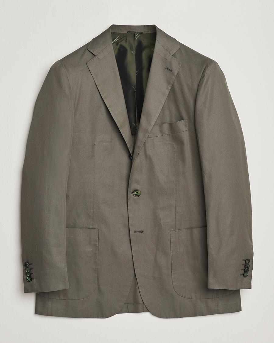 Heren | Blazers | Kiton | Sea Island Cotton Blazer Olive Green