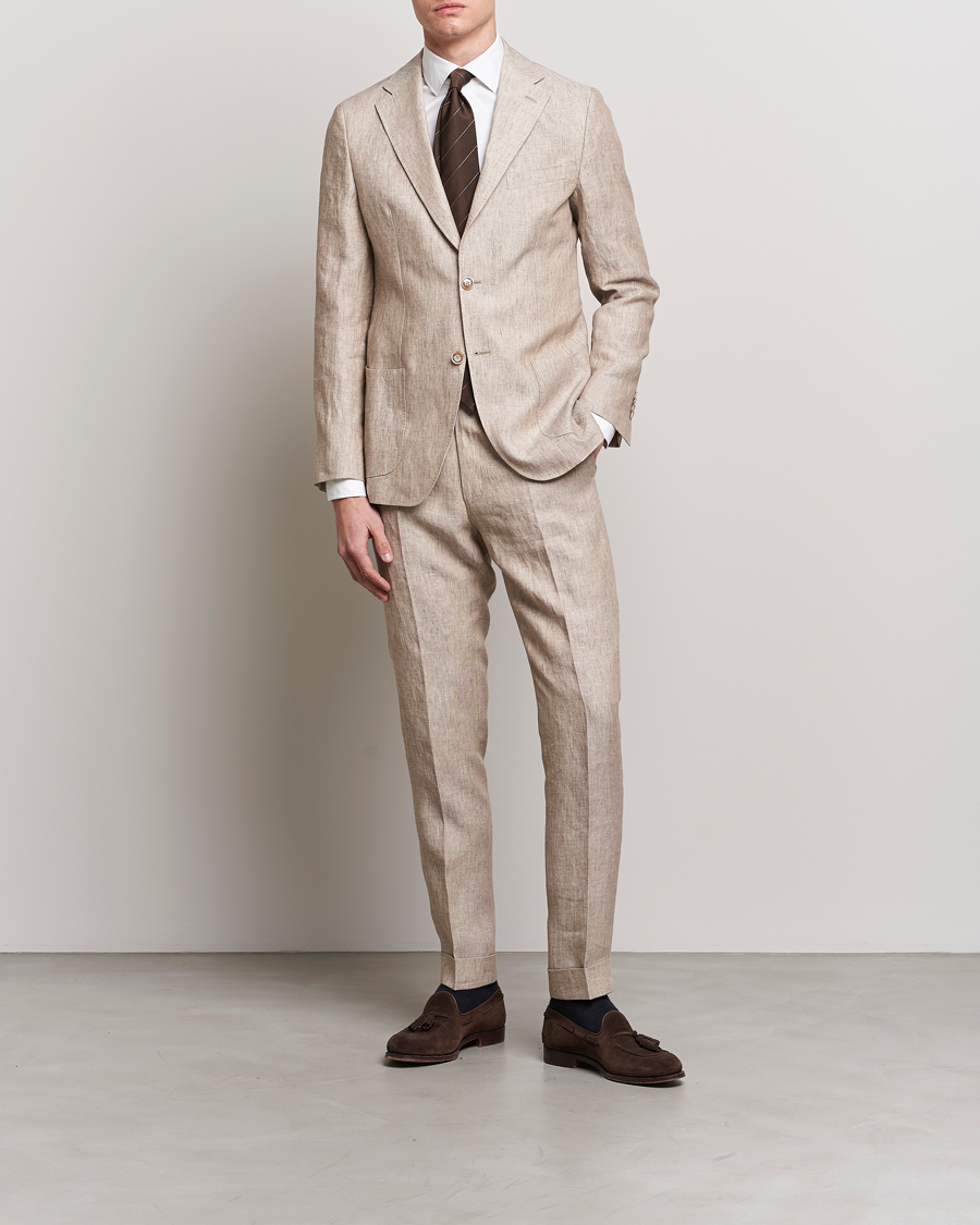 Heren | Blazers | Morris Heritage | Mike Patch Pocket Linen Suit Blazer Beige