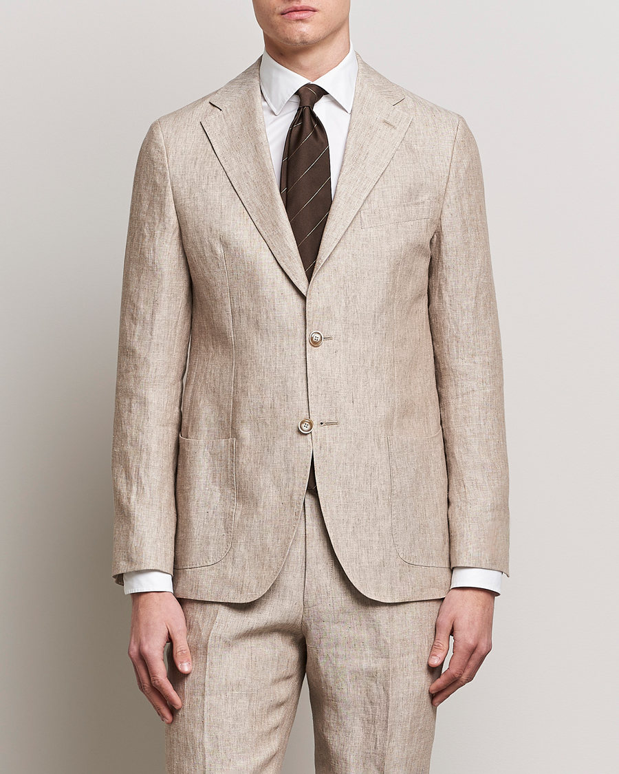 Heren | Blazers | Morris Heritage | Mike Patch Pocket Linen Suit Blazer Beige