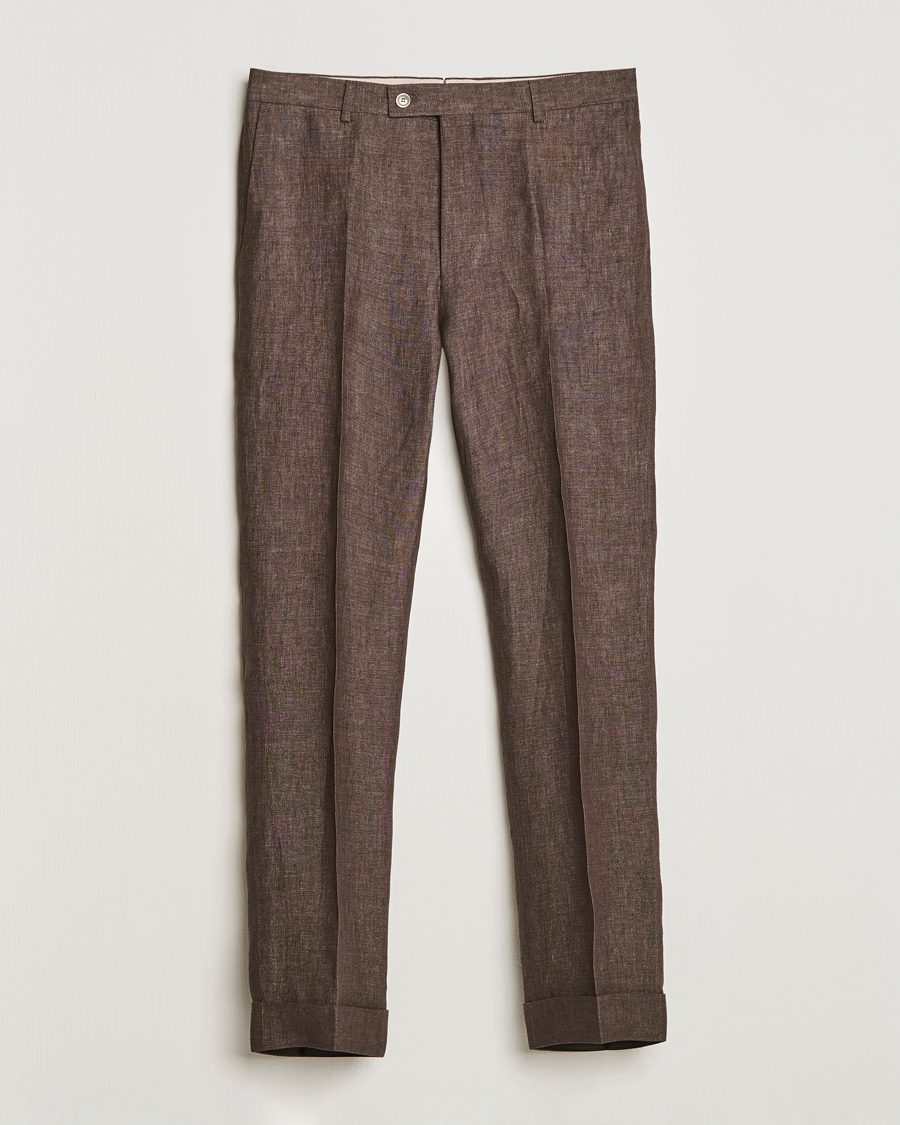 Heren | Broeken | Morris Heritage | Jack Linen Suit Trousers Brown
