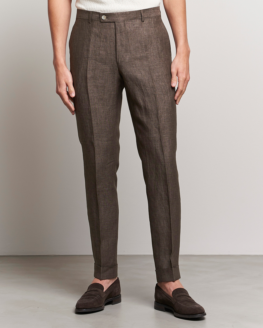 Heren | Broeken | Morris Heritage | Jack Linen Suit Trousers Brown