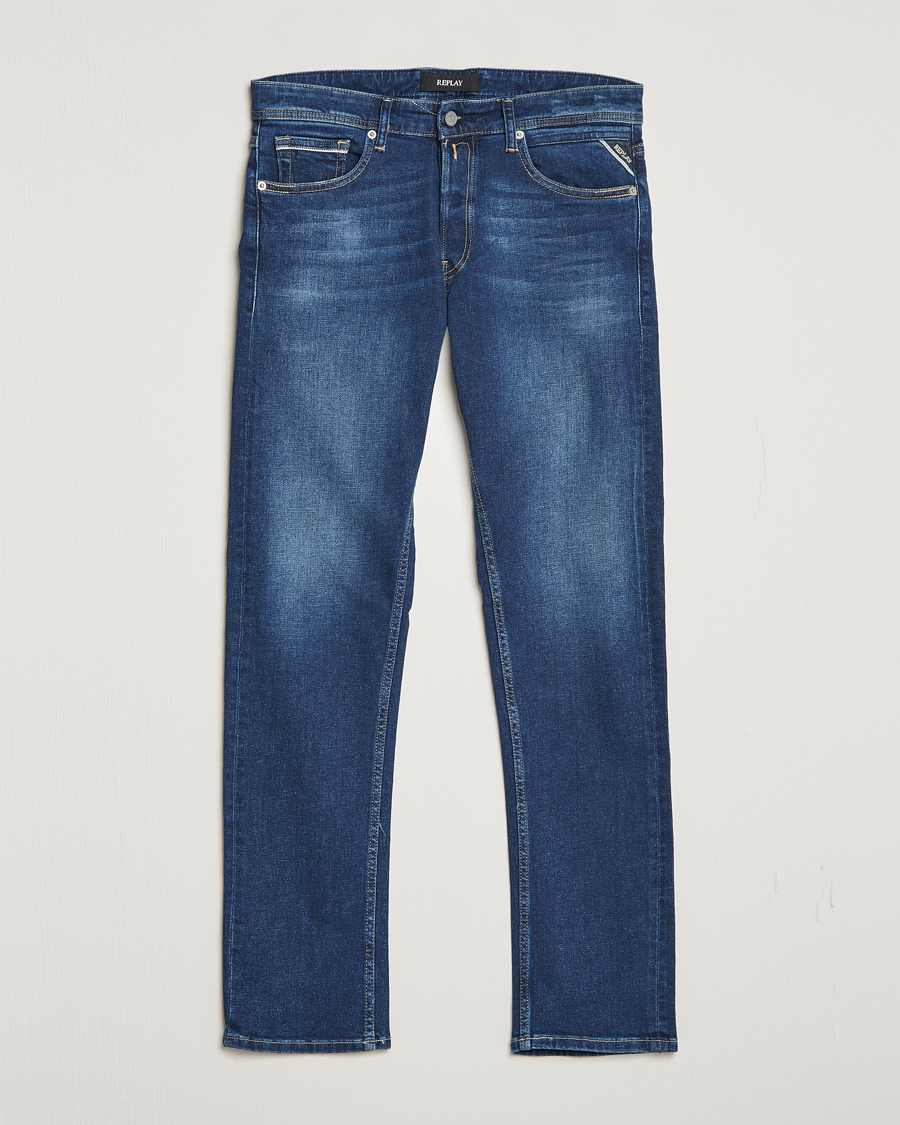 Heren | Jeans | Replay | Grover Straight Fit Stretch Jeans Dark Blue