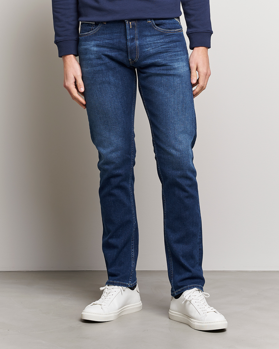 Heren | Jeans | Replay | Grover Straight Fit Stretch Jeans Dark Blue