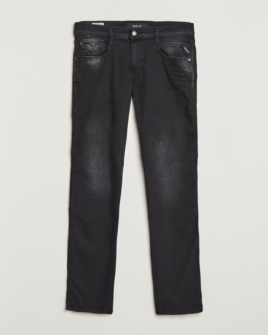 Heren | Jeans | Replay | Anbass Hyperflex Recyceled 360 Jeans Washed Black