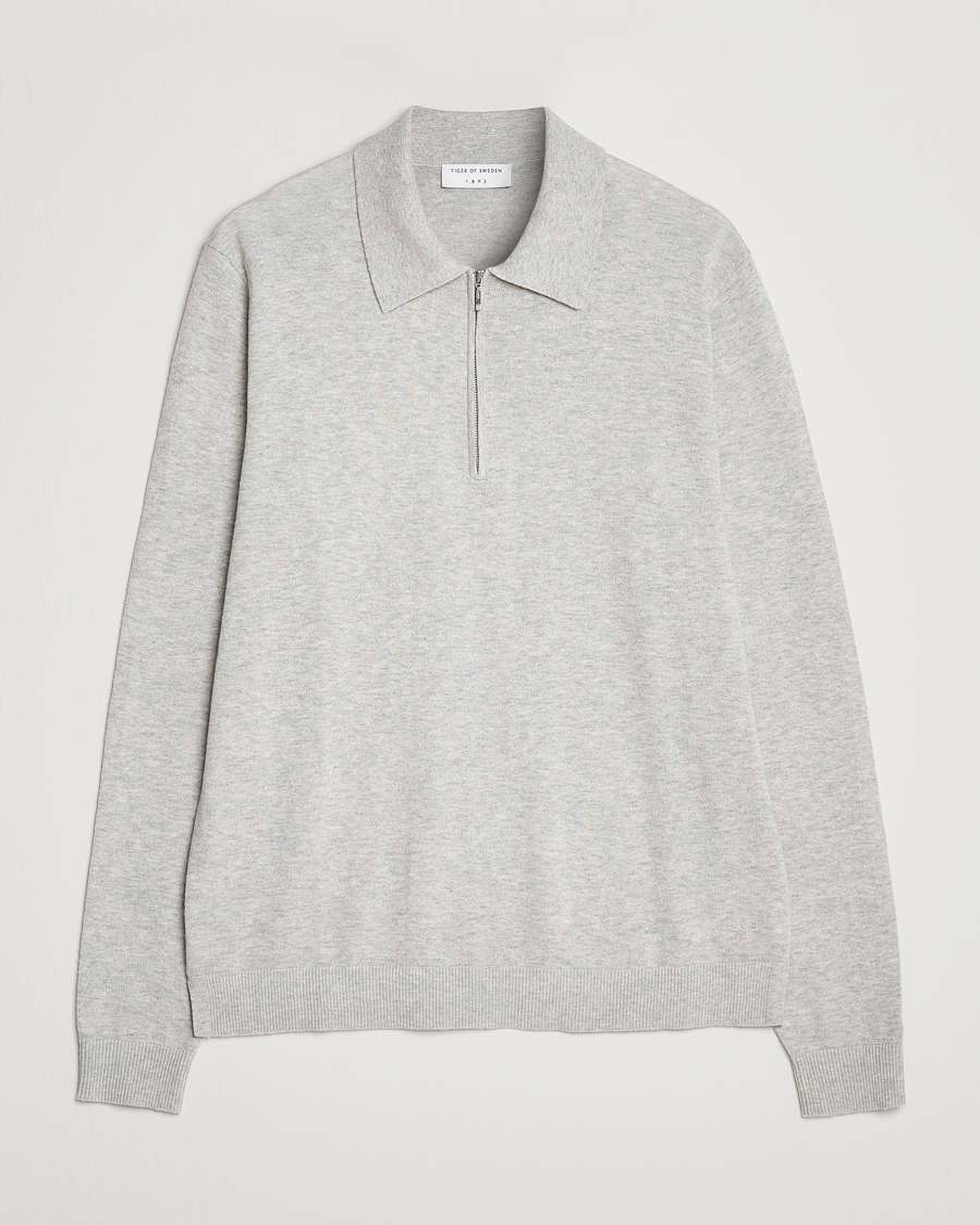 Heren | Truien | Tiger of Sweden | Orbit Merino Wool Half Zip Light Grey Melange
