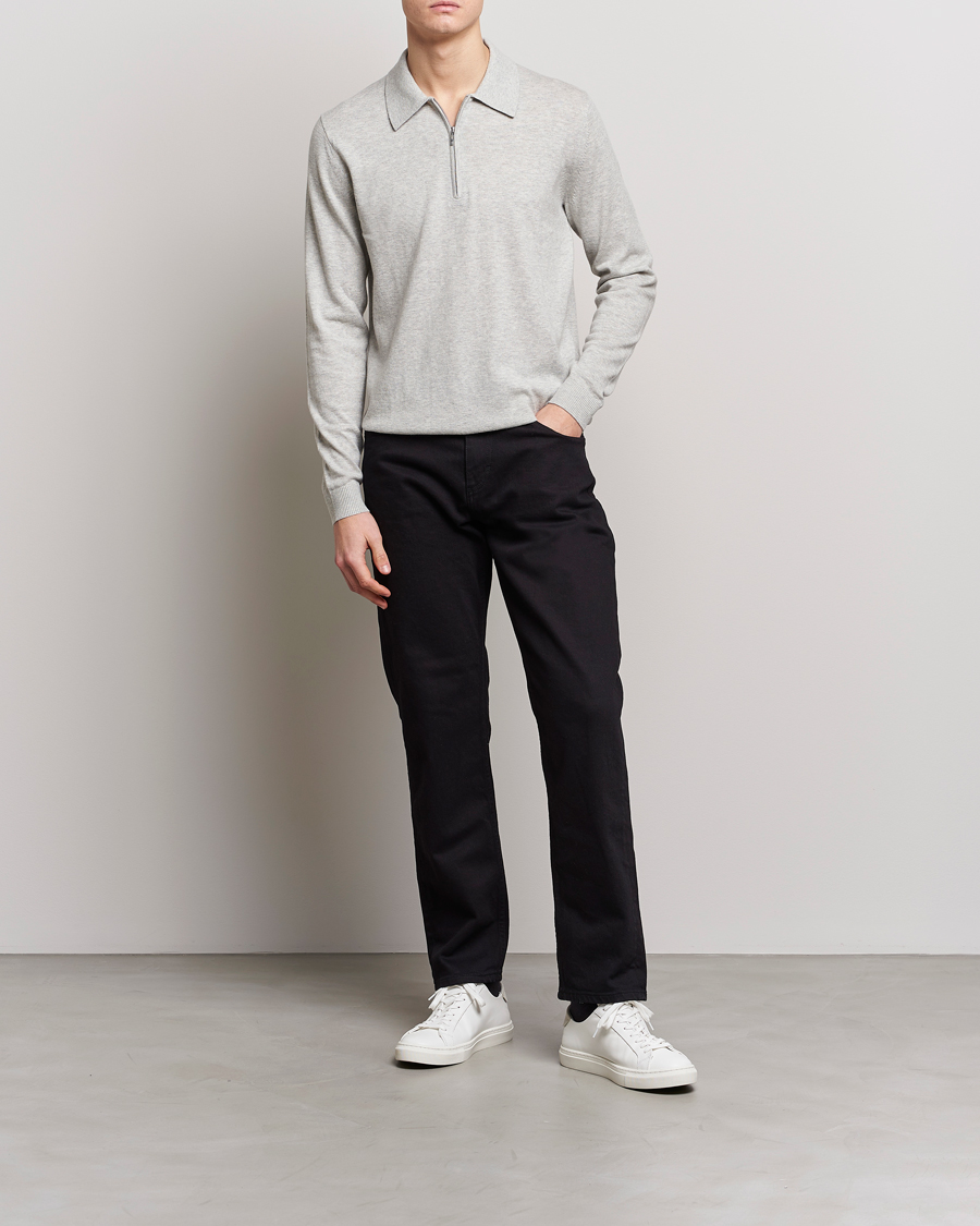 Heren | Truien | Tiger of Sweden | Orbit Merino Wool Half Zip Light Grey Melange