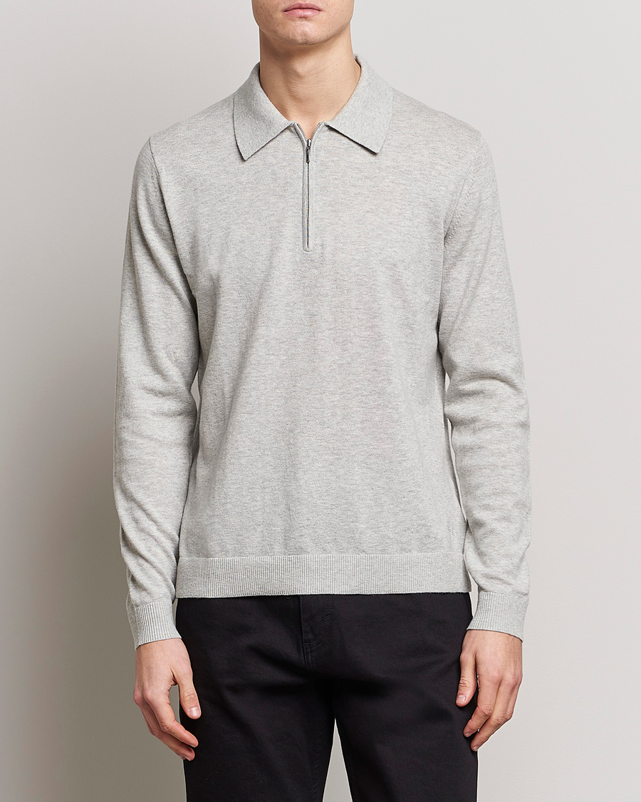 Heren | Truien | Tiger of Sweden | Orbit Merino Wool Half Zip Light Grey Melange