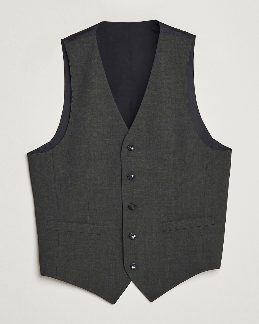 Heren | Gilets | Tiger of Sweden | Wayde Wool Travel Waistcoat Olive Extreme
