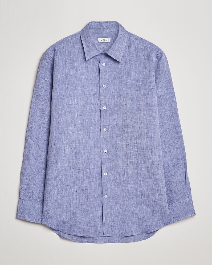 Heren | Overhemden | Etro | Linen Sport Shirt Dark Blue