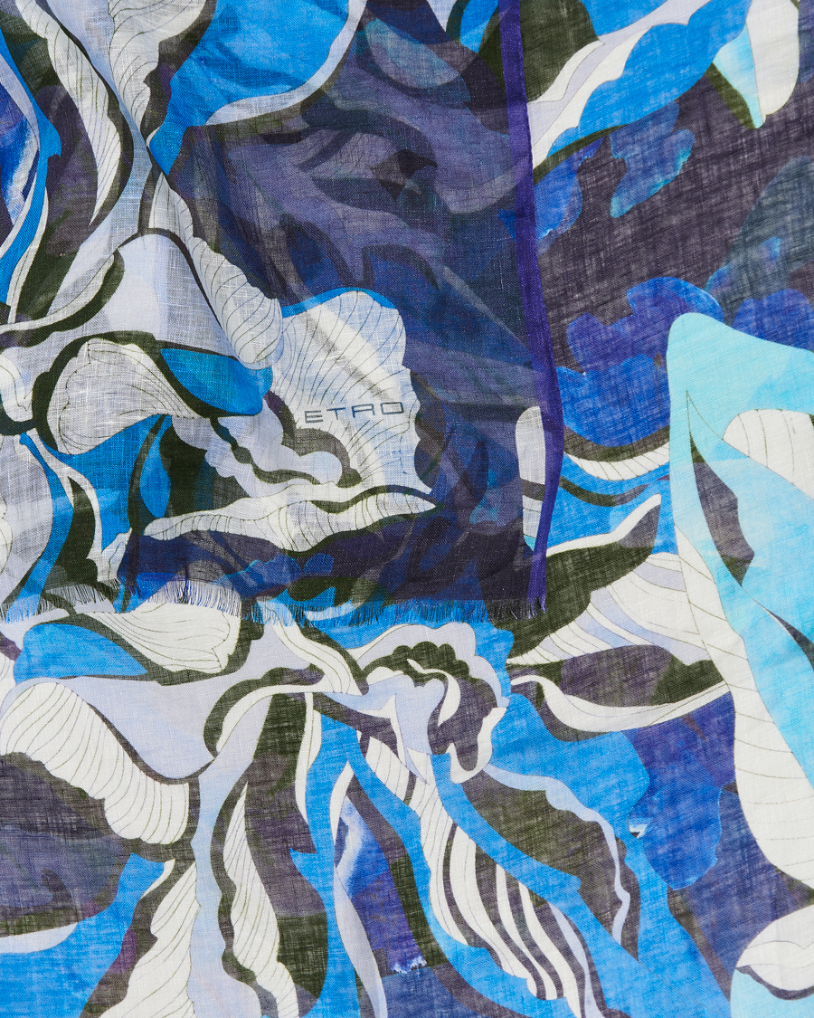 Heren | Etro Floreale Linen Scarf Light Blue | Etro | Floreale Linen Scarf Light Blue