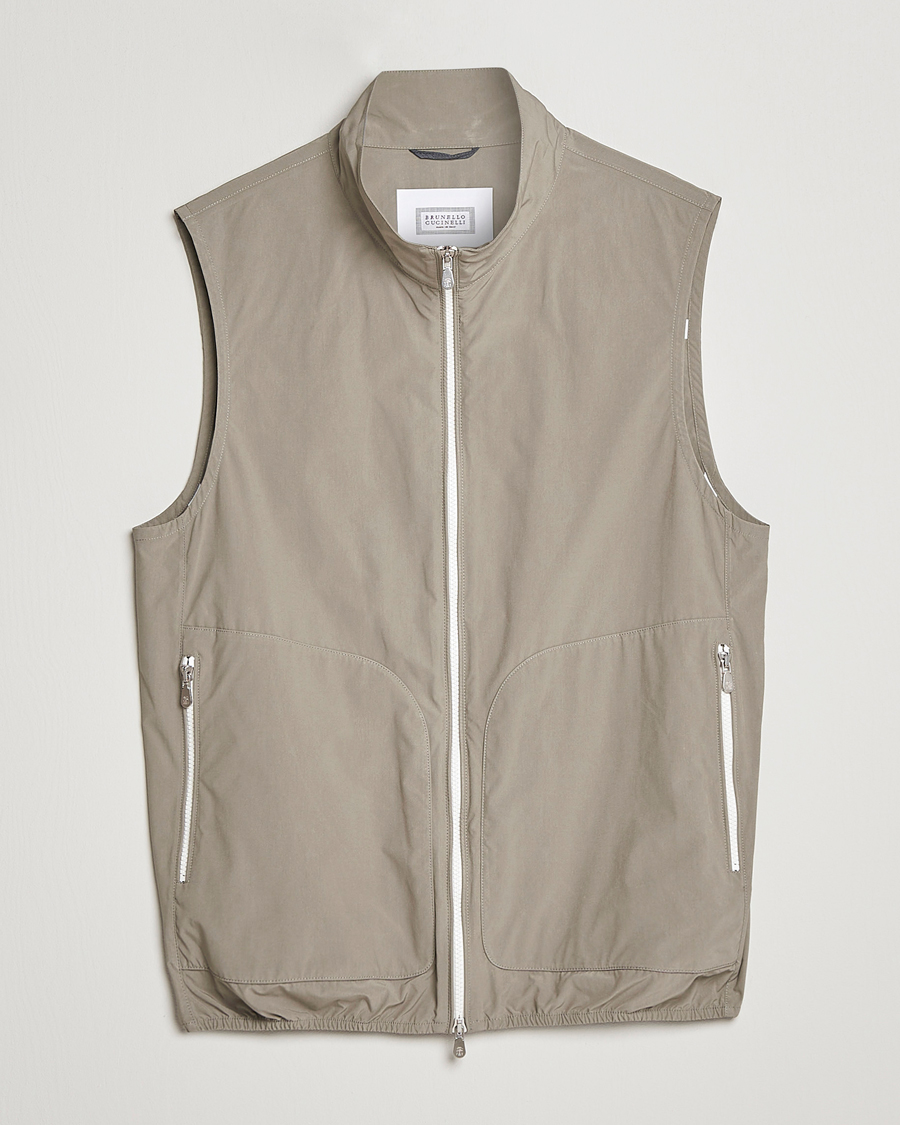 Heren | Gilets | Brunello Cucinelli | Lightweight Nylon Gilet Olive