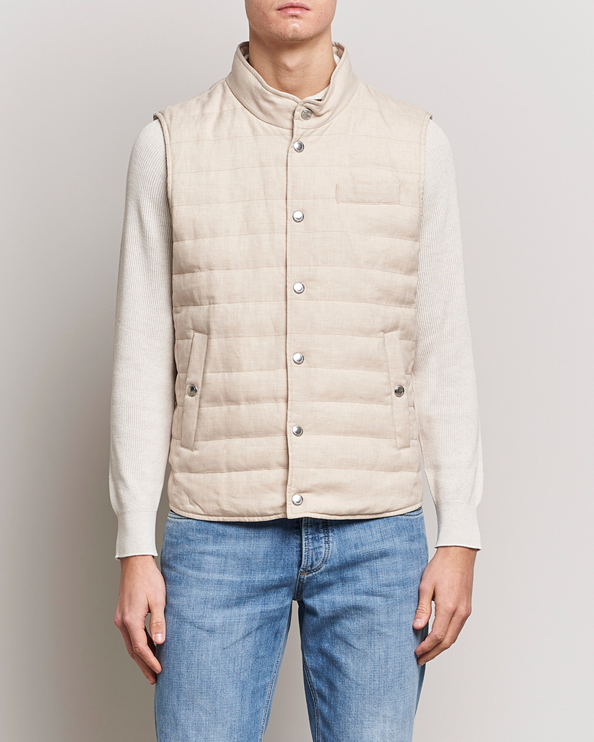 Heren | Gilets | Brunello Cucinelli | Cotton/Linen Gilet Light Beige