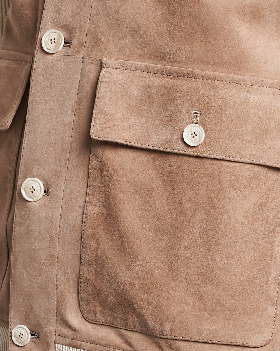 Heren | Jassen | Brunello Cucinelli | Suede Knit Bomber Jacket Beige Suede