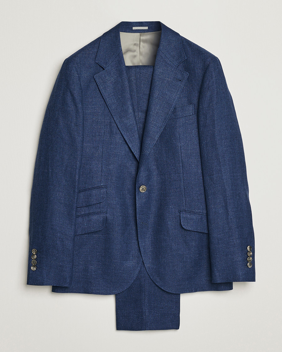 Heren | Pakken | Brunello Cucinelli | Linen/Silk Suit Royal Blue