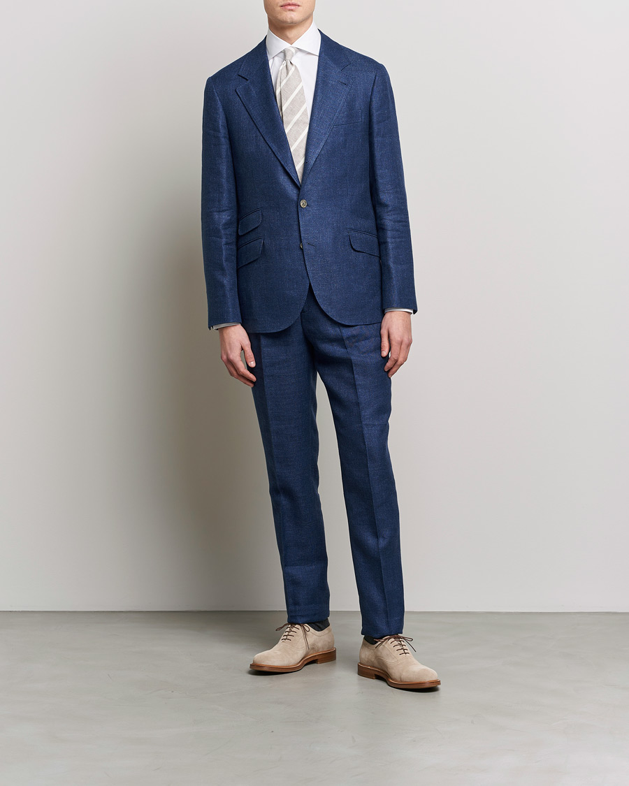 Heren | Pakken | Brunello Cucinelli | Linen/Silk Suit Royal Blue