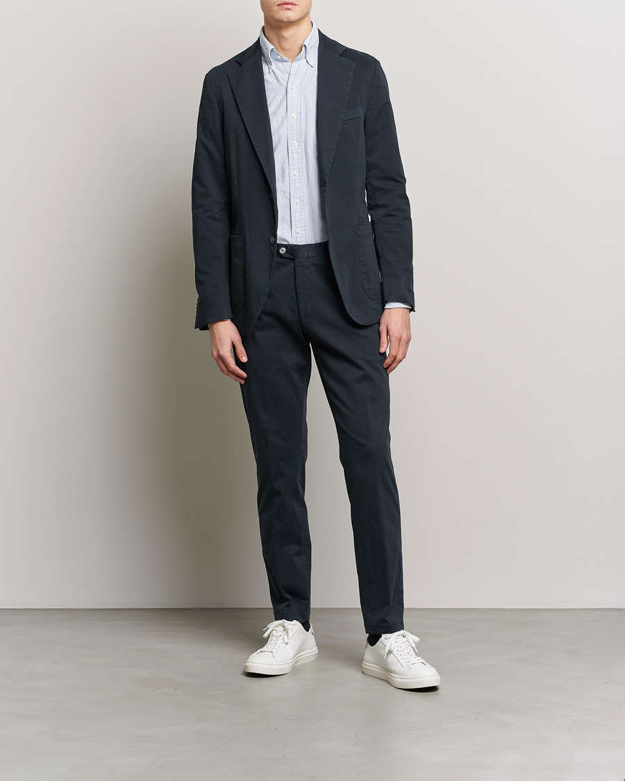 Heren | Broeken | Oscar Jacobson | Denz Casual Cotton Trousers Navy