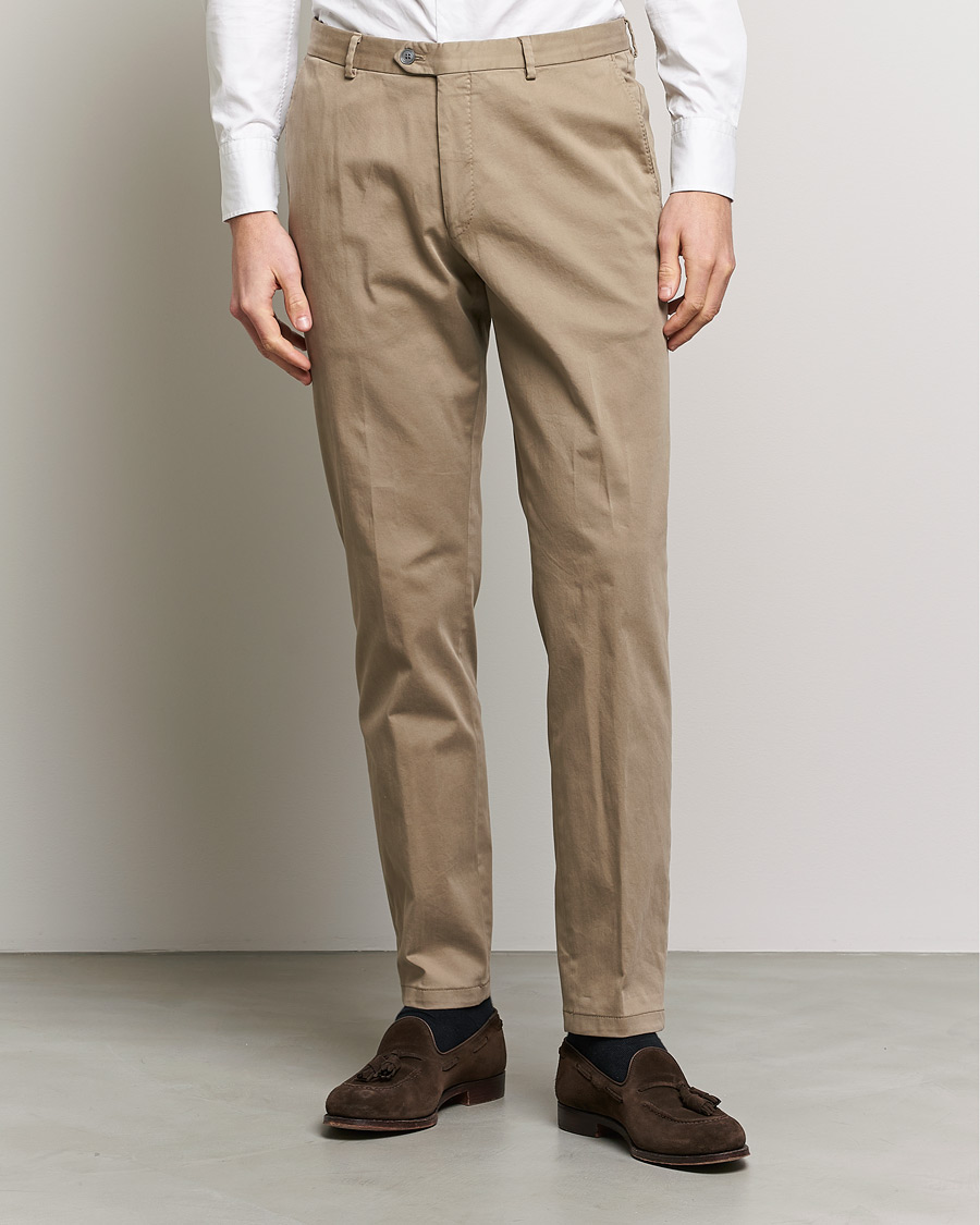 Heren | Chino's | Oscar Jacobson | Denz Casual Cotton Trousers Beige