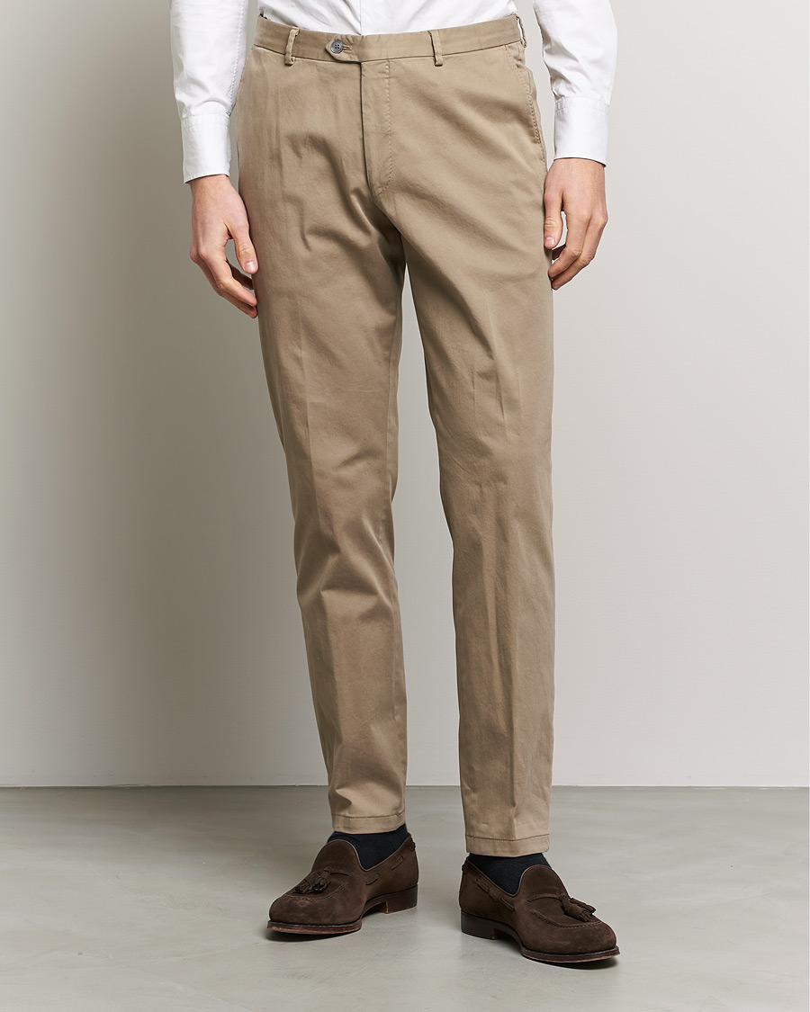 Heren | Business & Beyond | Oscar Jacobson | Denz Casual Cotton Trousers Beige