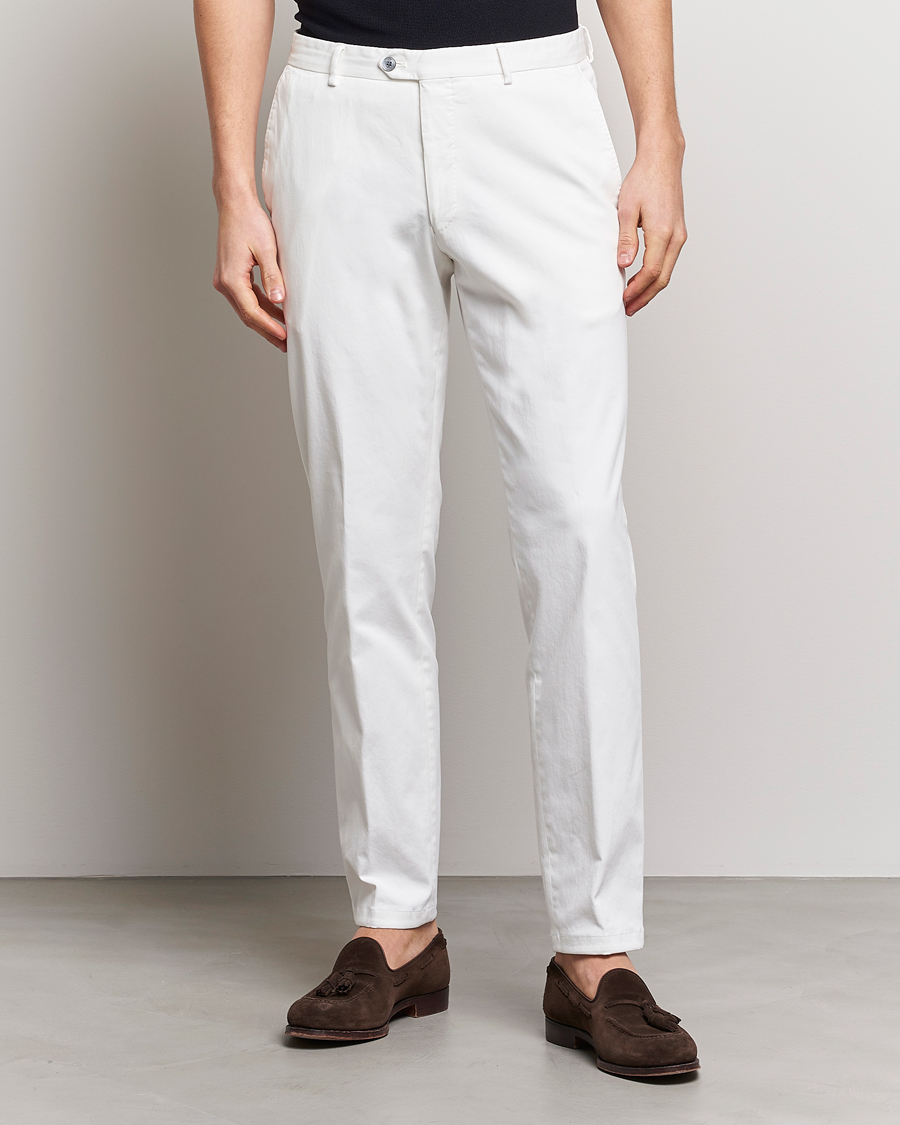 Heren | Smart casual | Oscar Jacobson | Denz Casual Cotton Trousers White