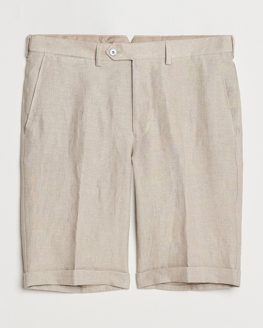 Heren | Korte broek | Oscar Jacobson | Declan Linen Shorts Beige