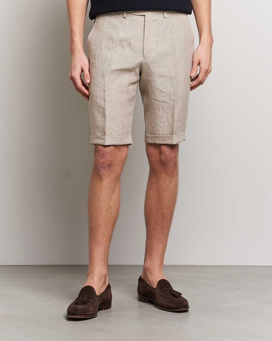 Heren | Korte broek | Oscar Jacobson | Declan Linen Shorts Beige