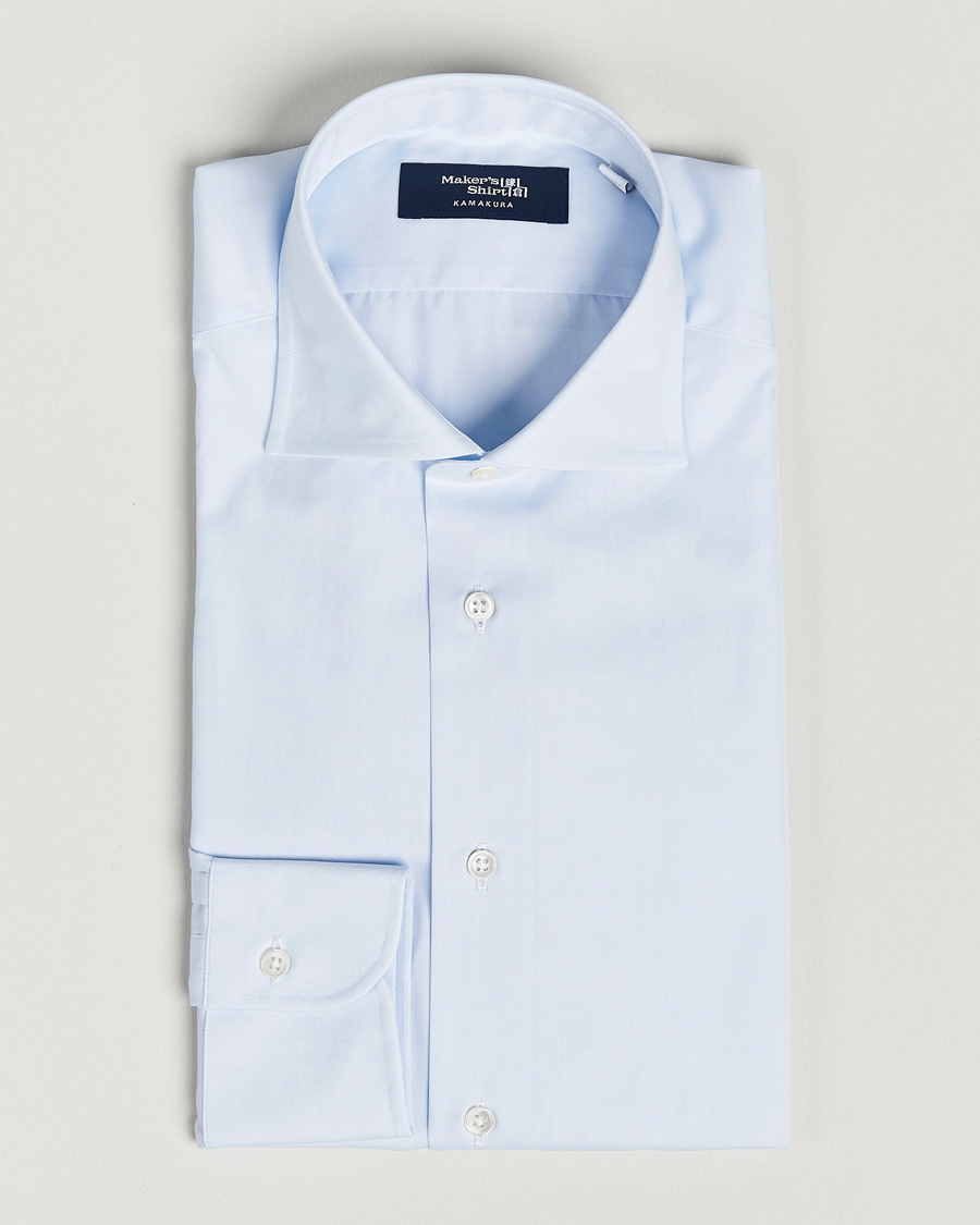 Heren | Zakelijke overhemden | Kamakura Shirts | Slim Fit Broadcloth Shirt Light Blue