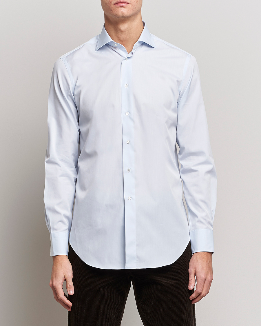 Heren | Overhemden | Kamakura Shirts | Slim Fit Broadcloth Shirt Light Blue