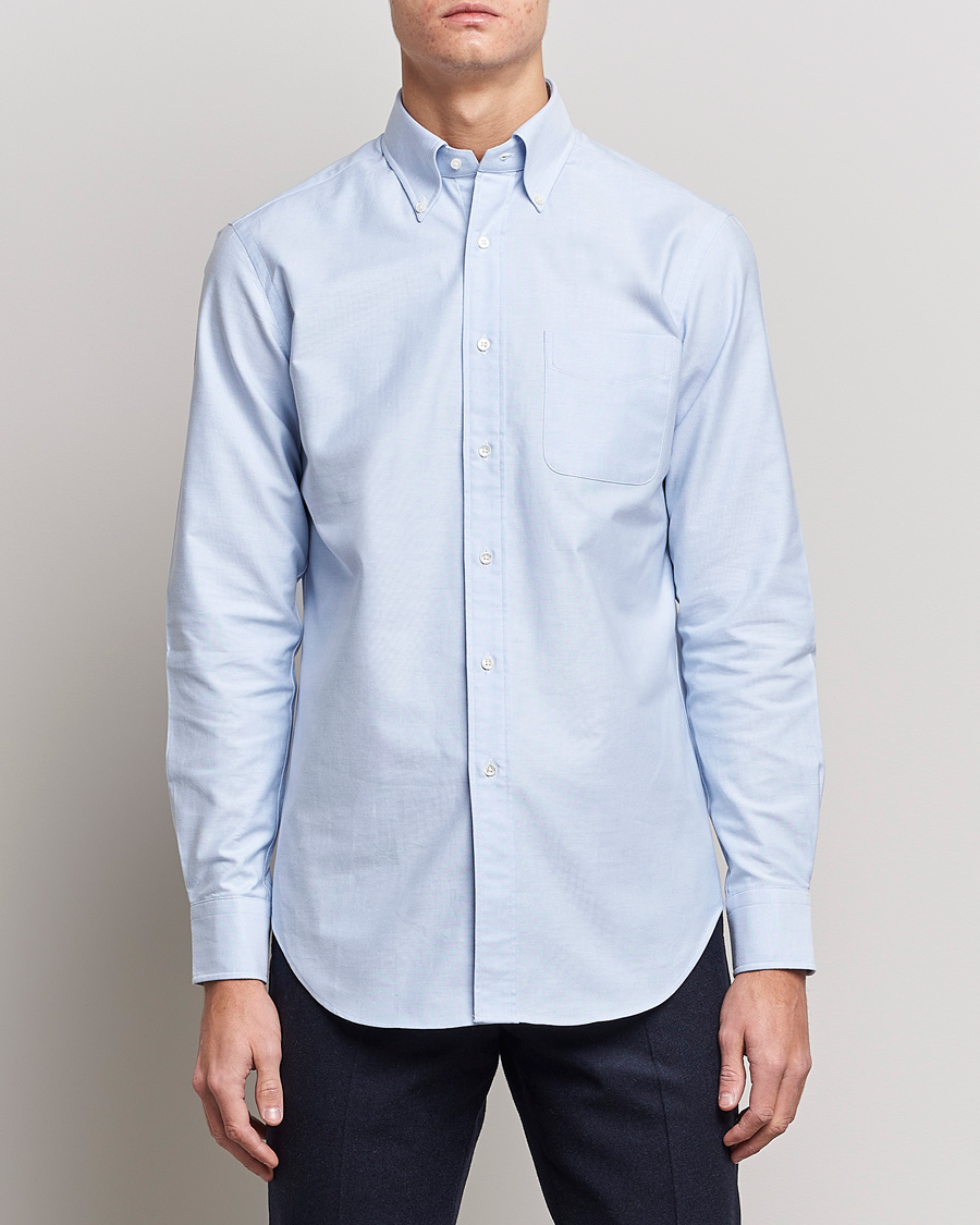 Heren | Overhemden | Kamakura Shirts | Slim Fit Oxford BD Shirt Light Blue