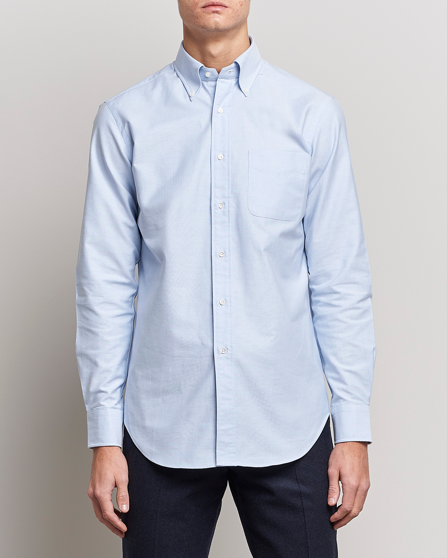 Heren | Kamakura Shirts | Kamakura Shirts | Slim Fit Oxford BD Shirt Light Blue