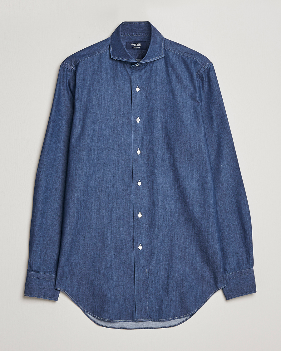 Heren | Overhemden | Kamakura Shirts | Slim Fit Denim Shirt Dark Indigo