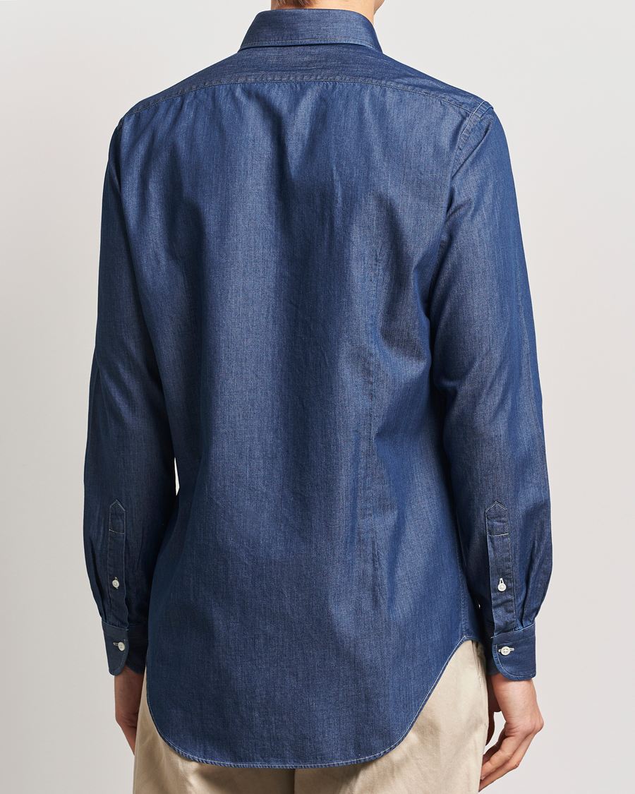 Heren | Overhemden | Kamakura Shirts | Slim Fit Denim Shirt Dark Indigo