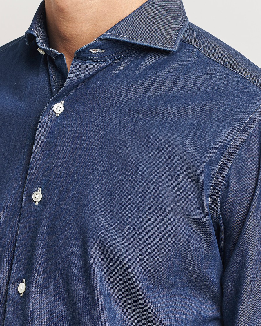 Heren | Overhemden | Kamakura Shirts | Slim Fit Denim Shirt Dark Indigo