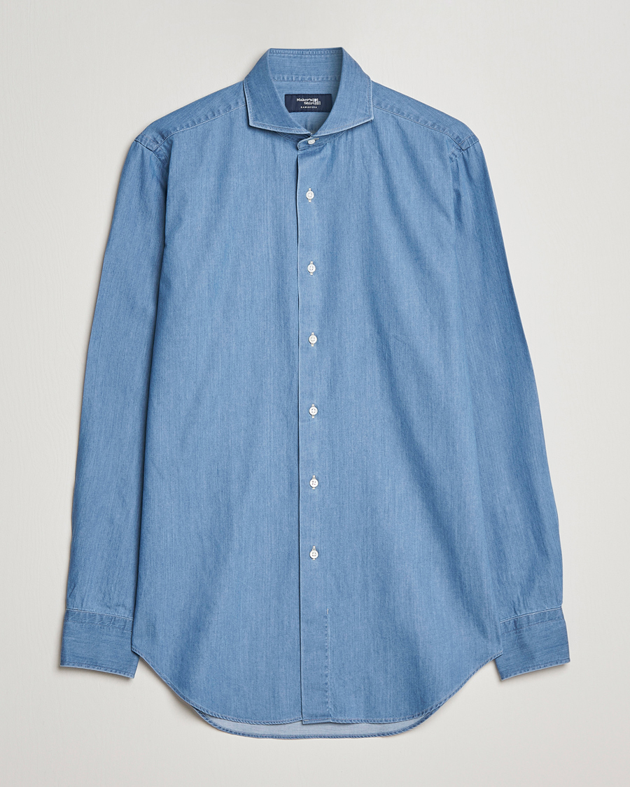 Heren | Overhemden | Kamakura Shirts | Slim Fit Denim Shirt Light Indigo