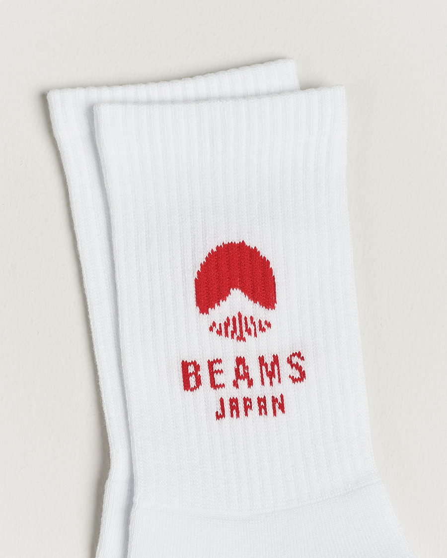 Heren |  | Beams Japan | Logo Socks White/Red