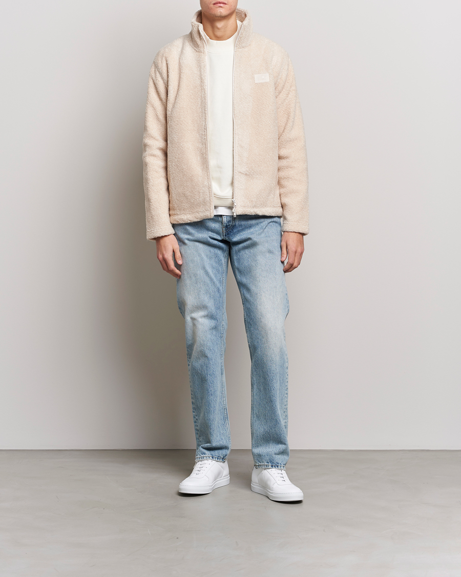 Heren | Truien | NN07 | Nil Pile Full Zip Jacket Ecru